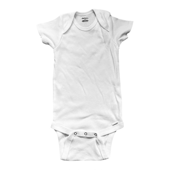 Gerber White Baby Onesie 24 Months snaps closure, round neck, short sleeves logo - Picture 1 of 6